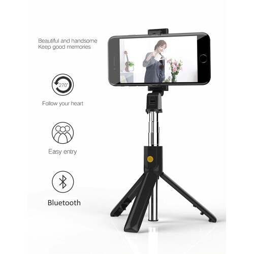All in One Extendable & Portable iPhone Tripod Selfie Stick + Remote 2