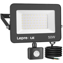 Lepro 50W Outdoor Motion Sensor Flood Light - 4200 Lumens Ultra-Thin, Water-Resistant PIR Security Light with Adjustable Angles for Garden/Patio