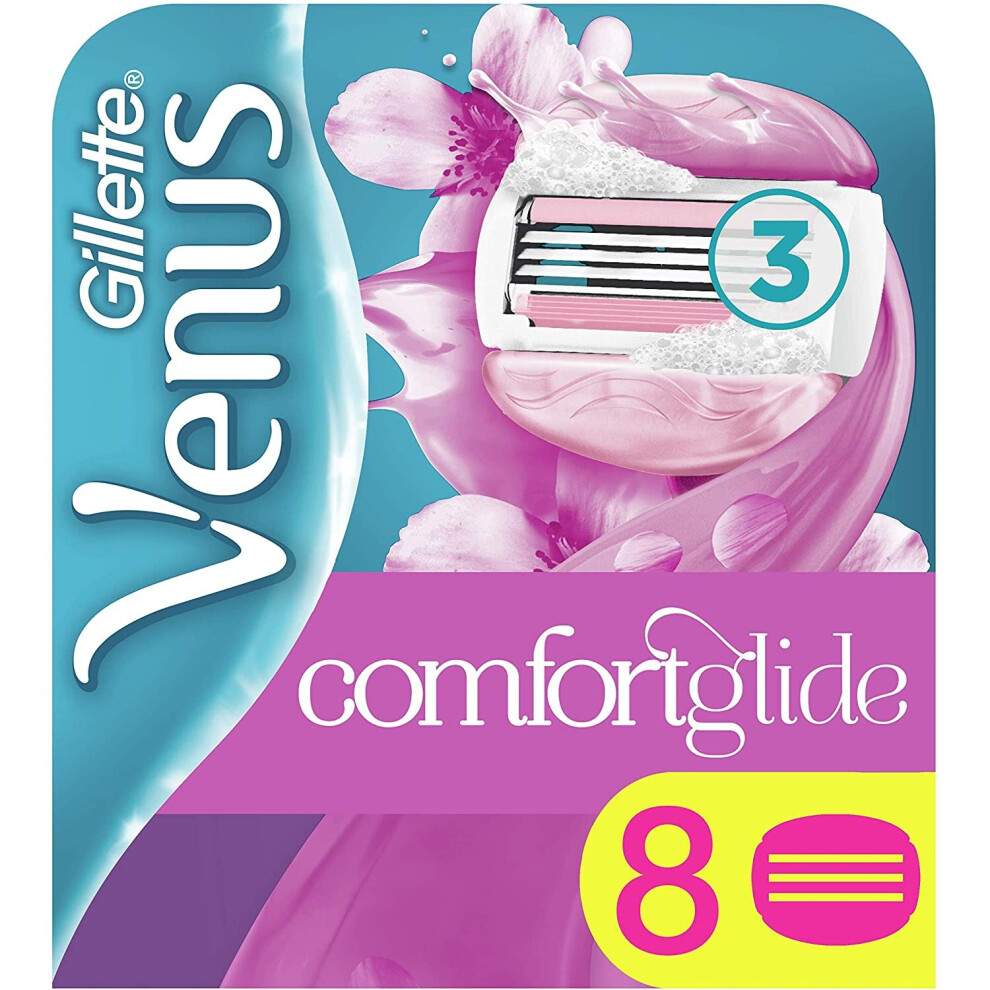 Gillette Venus ComfortGlide Spa Breeze 2-in-1 Razor Blades for Women, Pack of 8 Refill Blades with Shaving Gel Bars, No Shave Cream Needed (Packaging