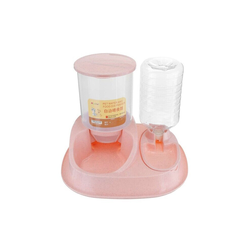 (Pink) Pet Water Dispenser Drinking Bottle Automatic Food Smart Feeder