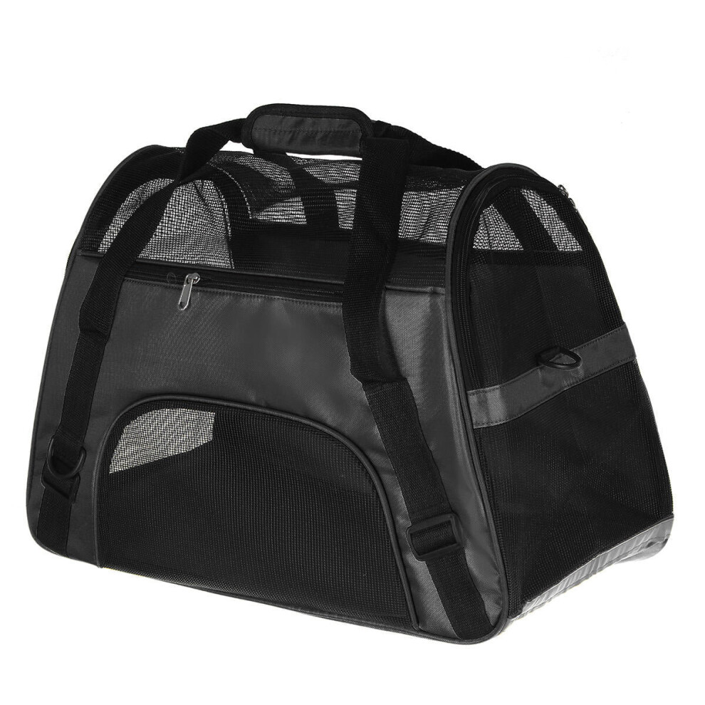 (Black) Pet Carrier Soft Sided Cat Dog Comfort Safe Travel Tote Bag Travel Outdoor