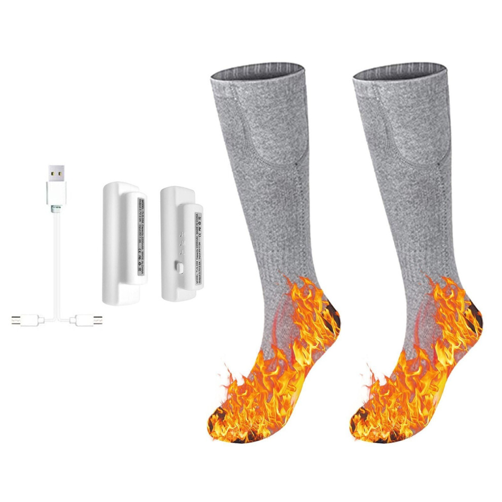 (Dark Grey) 3.7V Heated Socks Foot Warmers Electric Heating Washable Battery for Winter Skiing Hiking Fishing Riding