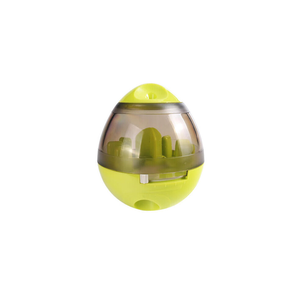 (Yellow) Egg Shape Tumbler Pet Food Dispenser Training Interactive Ball