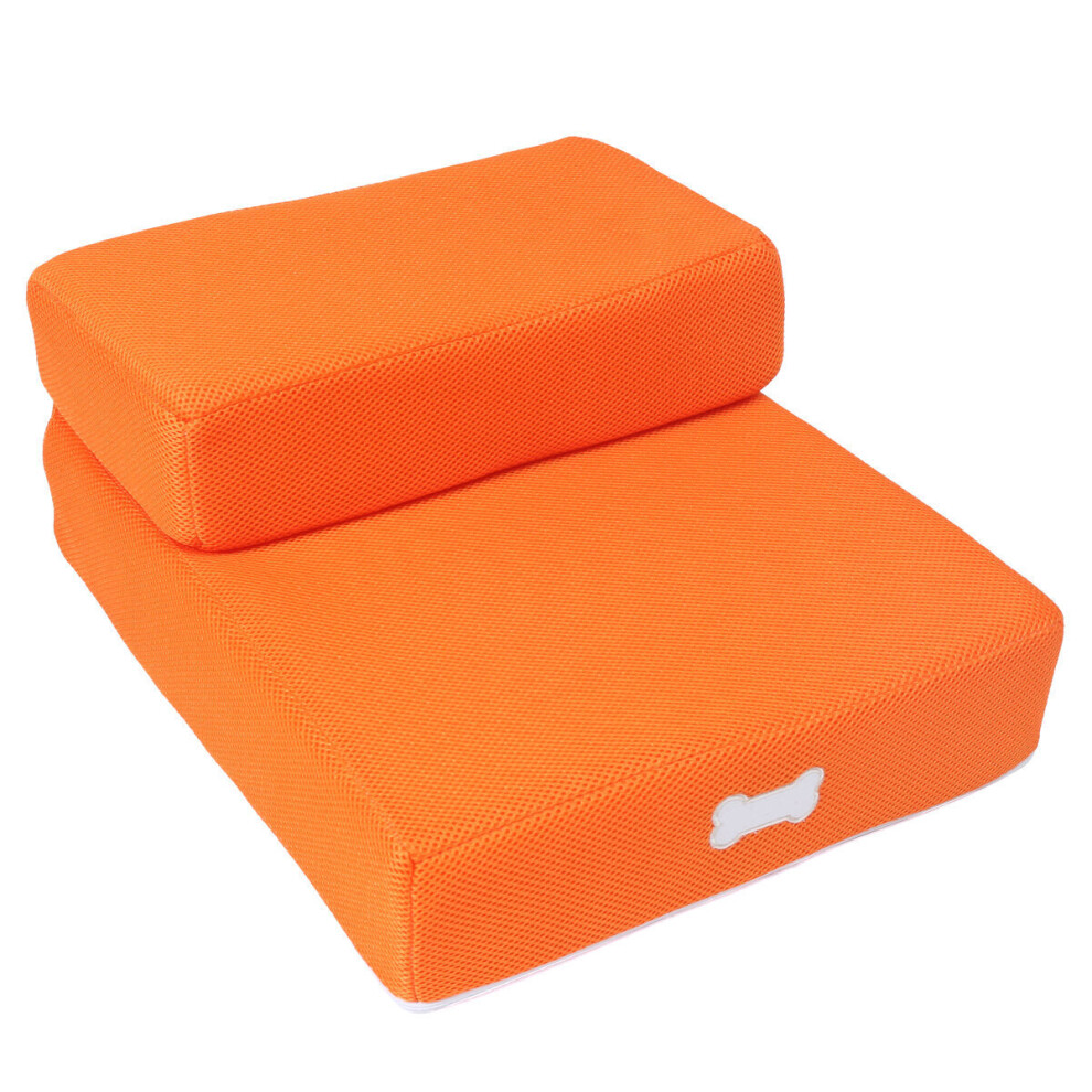 (Orange) Pet Stair Puppy Dog Cat Soft Indoor Sofa Bed Folding Ramp Ladder