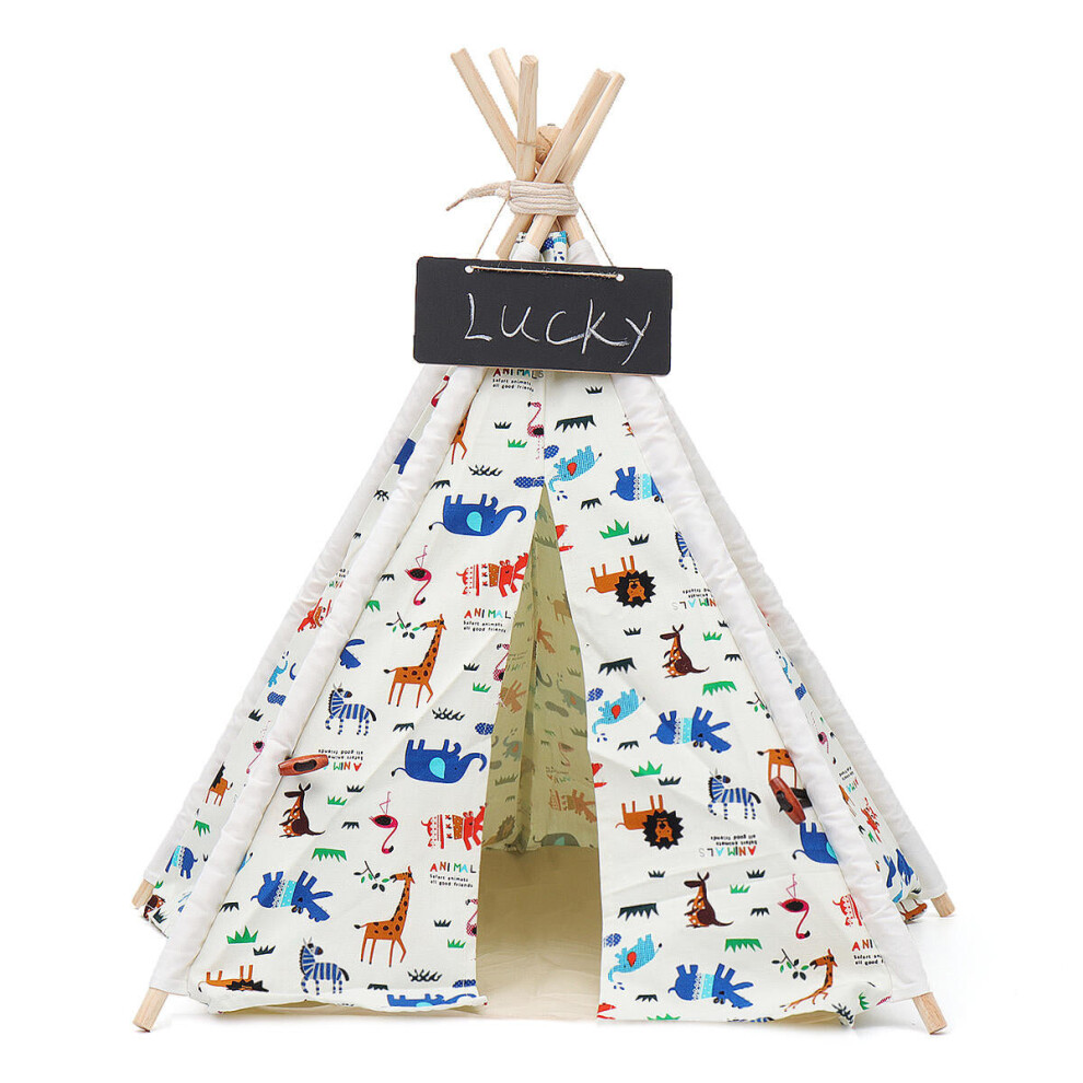 (L) Pet Dog House Washable Tent Indoor Outdoor Home Play Teepee