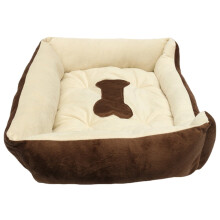 (Coffee, M) Large Pet Warm Nest Bed Soft Fleece Cozy Mat Pad Kennel Cushion