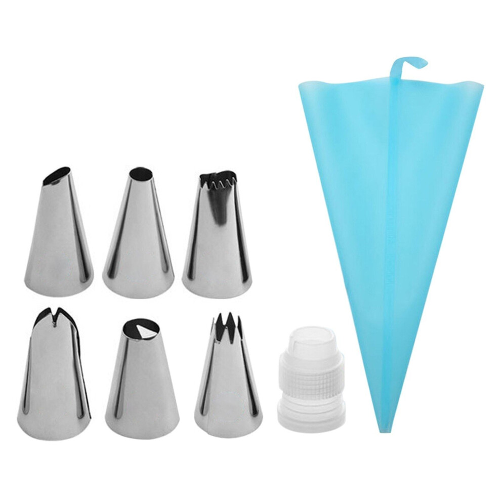 (Blue, Pack 8) Cake Decor Stainless Steel Decorating Supplies Turntable 50PCS/Set DIY Cream Tools