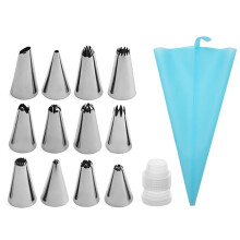 (Blue, Pack 14) Cake Decor Stainless Steel Decorating Supplies Turntable 50PCS/Set DIY Cream Tools
