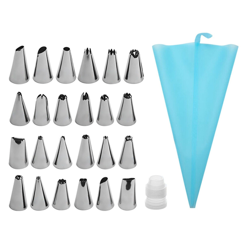 (Blue, Pack 16) Cake Decor Stainless Steel Decorating Supplies Turntable 50PCS/Set DIY Cream Tools