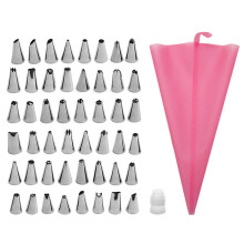(Red, Pack 50) Cake Decor Stainless Steel Decorating Supplies Turntable 50PCS/Set DIY Cream Tools
