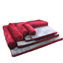 (Red, XL) Corduroy Bolster Pet Dog Sofa Bed Puppy Fleece Mat
