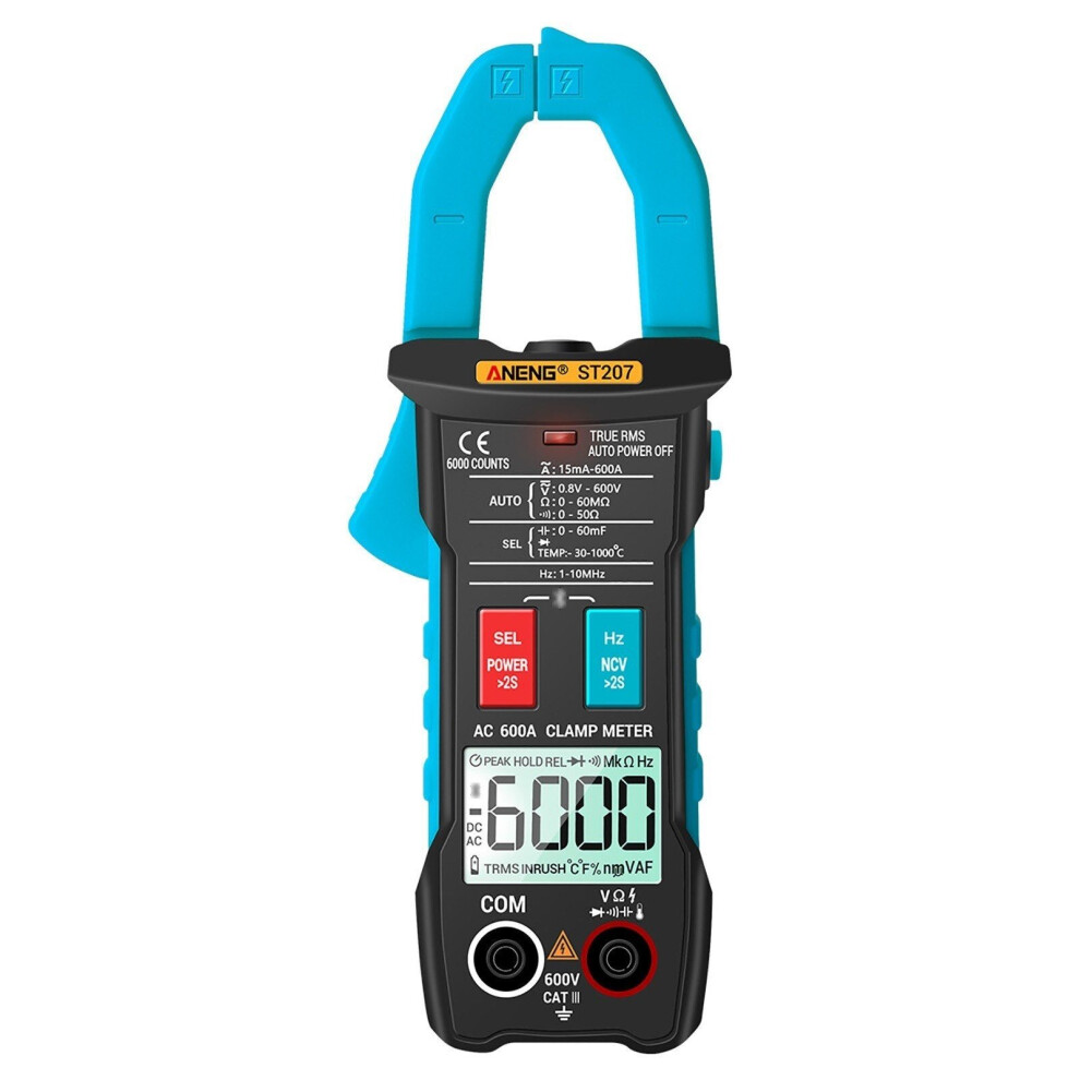 (Blue) True RMS Clamp Meter with App Remote Control Autoranging Diode Hertz Temperature Tester