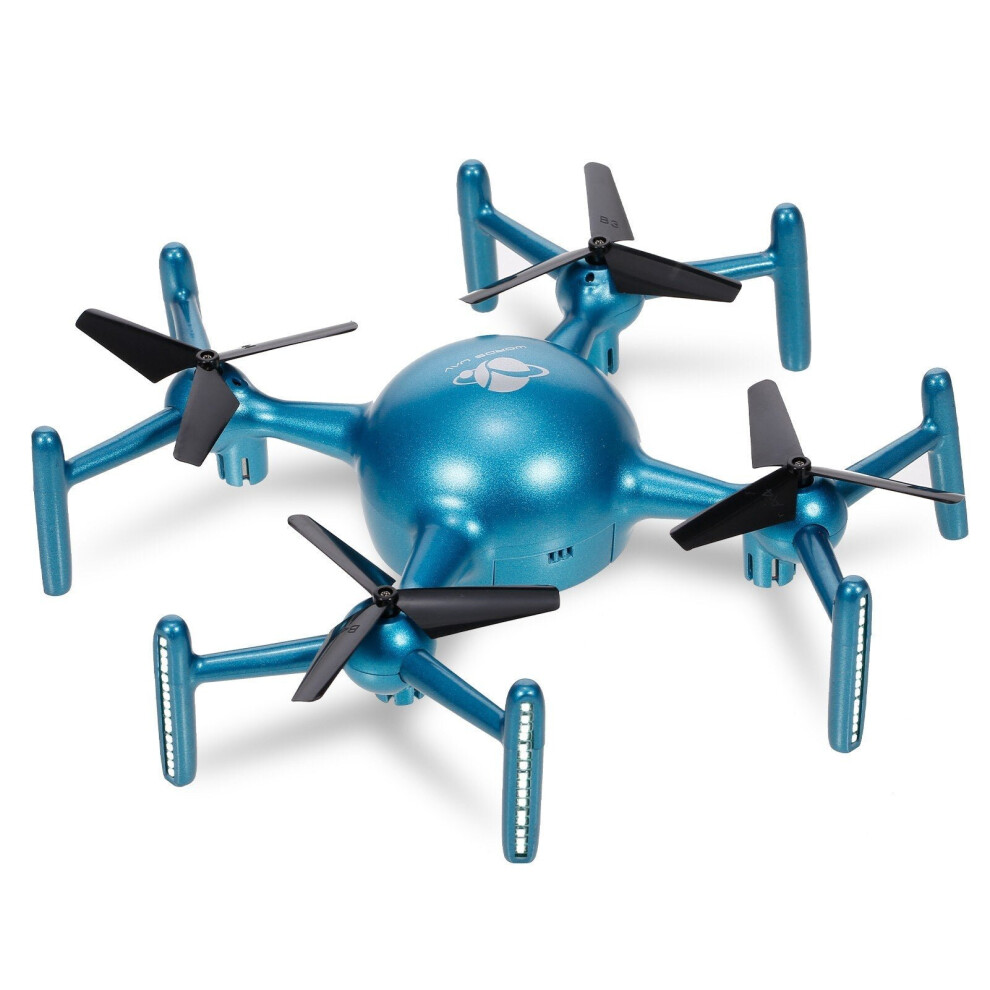 (Blue, 3 Batteries) LED Drone RC Height Hold 2.4GHz Remote Control with Lights APP Programming