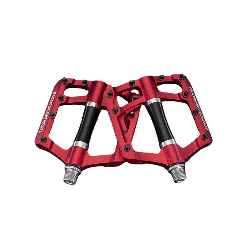 (Red) Bike Pedals Flat Aluminum 9/16" Non-Slip Sealed Bearing Cleats Alloy