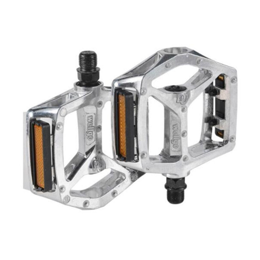 (Silver) Aluminum Alloy Ultralight Bicycle Pedals Cr-Mo Steel Mandrel Double DU Bearing Pedals