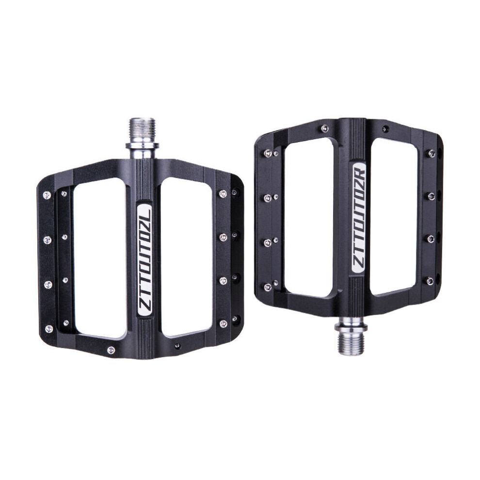 (Black) Mountain Bike Pedals Aluminum Alloy Anti-slip Perlin Bearing 1 Pair