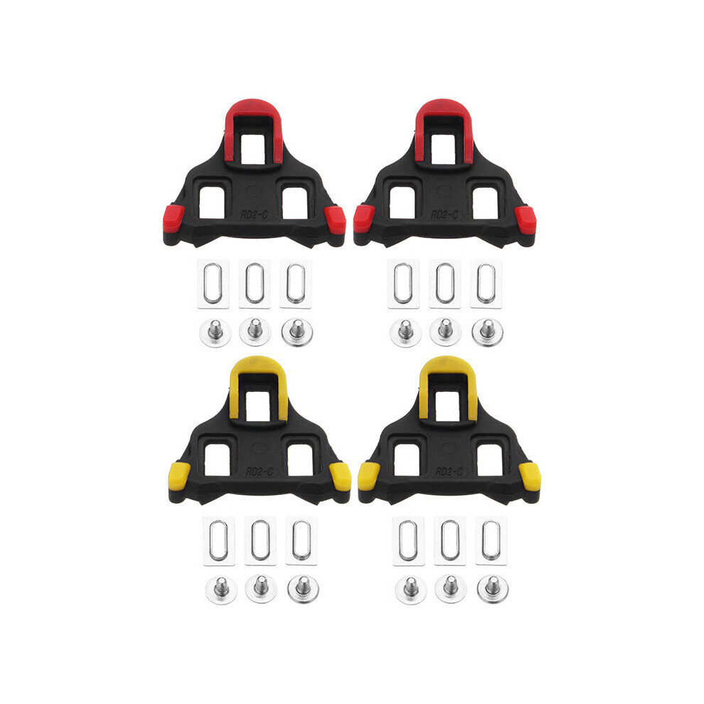 (Yellow) 6 Degrees Lock Plate Bicycle Pedals Self-Locking Cleats Road Bike Shoes Cleats