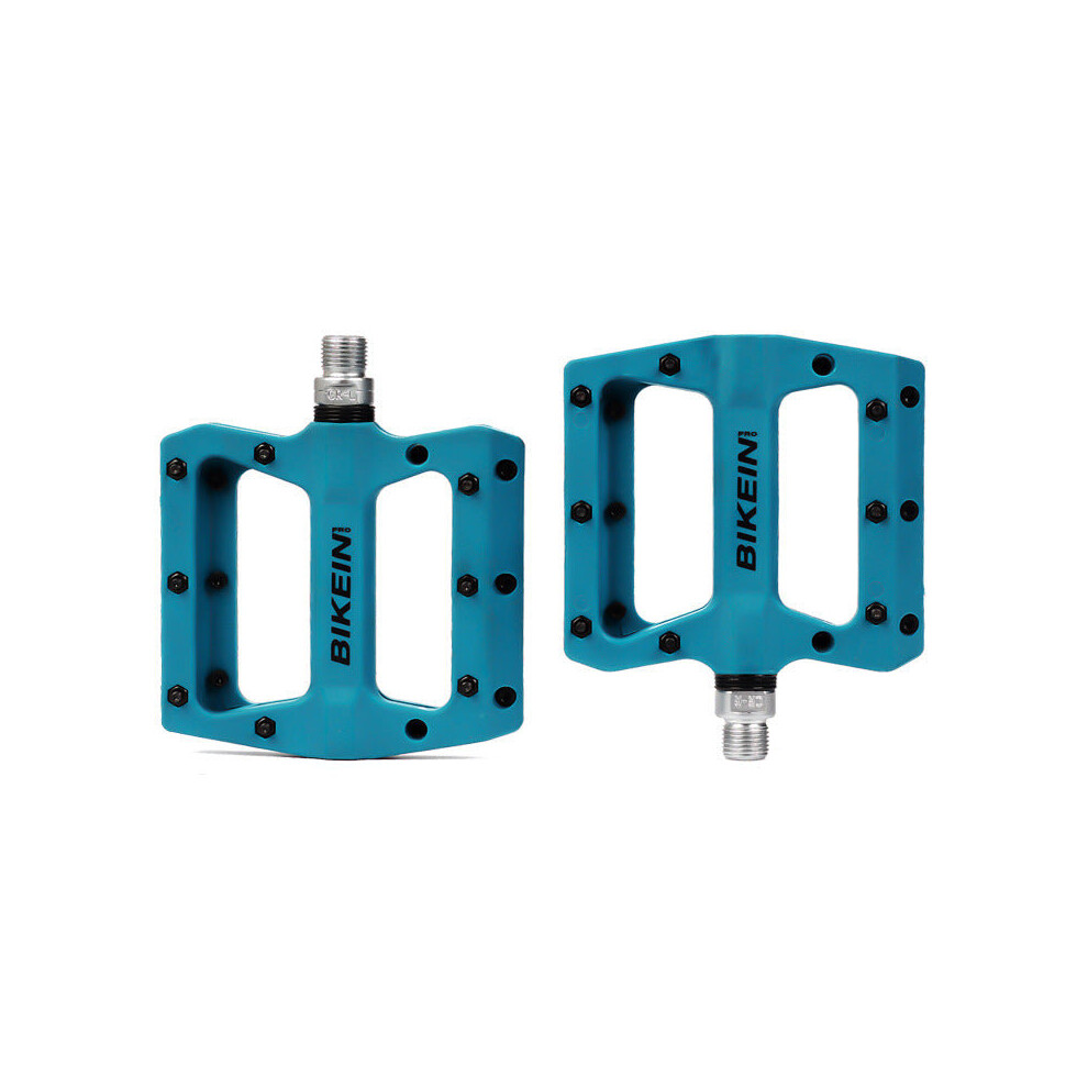 (Blue) Mountain Bike Pedals Nylon Fiber Bearing Pedals Oudoor Cycling Antiskid Bike Pedals