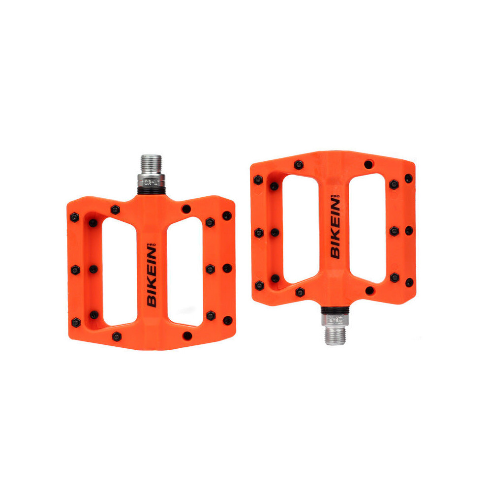 (Orange) Mountain Bike Pedals Nylon Fiber Bearing Pedals Oudoor Cycling Antiskid Bike Pedals