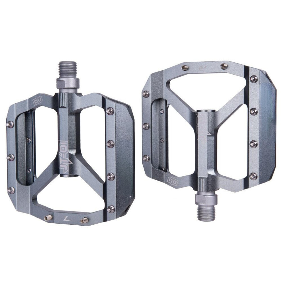 (Silver) Anti-slip Durable Aluminum Alloy Perlin Bearing 1 Pair Bicycle Pedals Mountain Bike Pedals