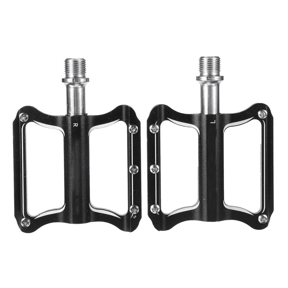 (Black) Bike Pedals Anti-slip Mountain Road Platform Aluminum Alloy Flat 1 Pair