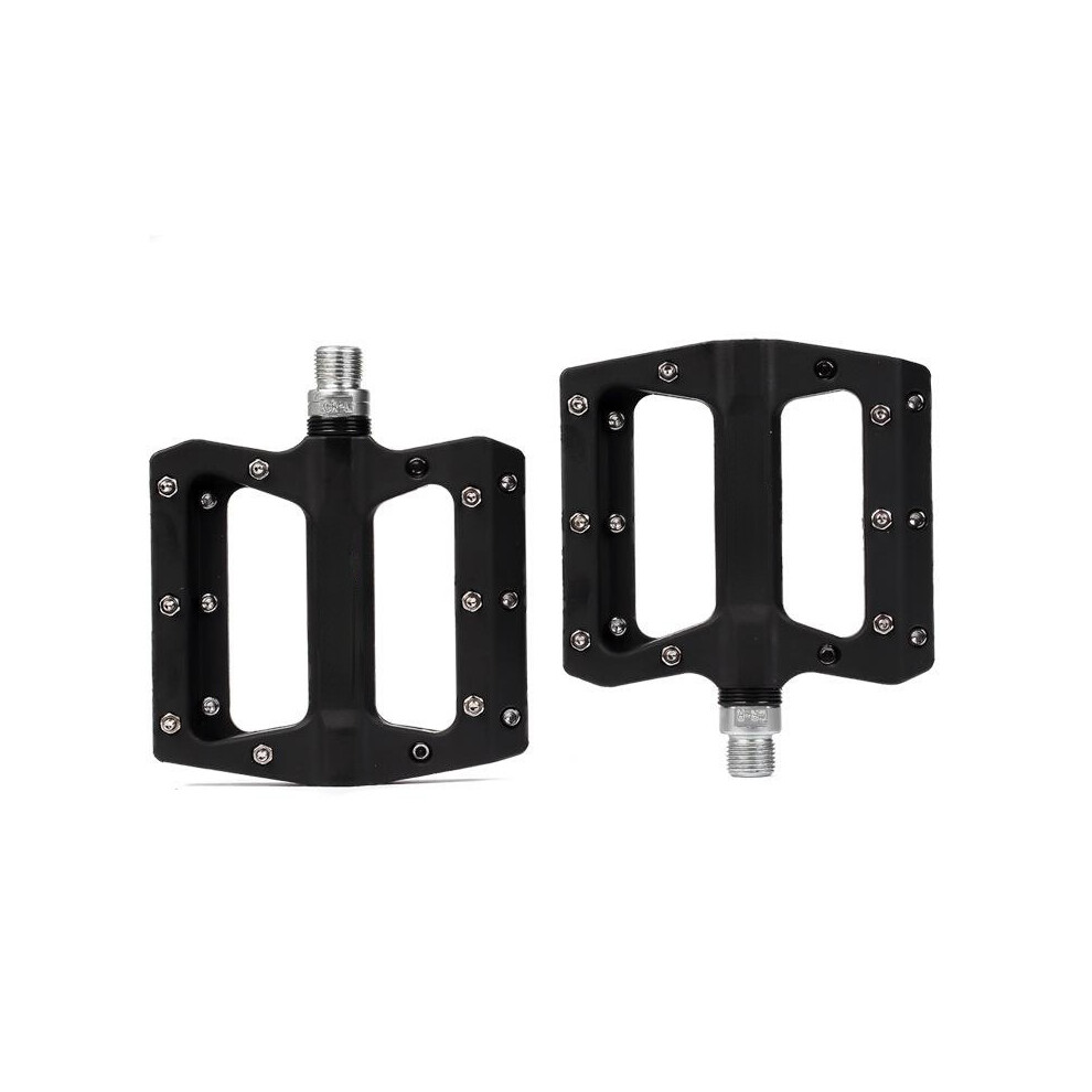 (Black) Mountain Bike Pedals Nylon Fiber Bearing Pedals Oudoor Cycling Antiskid Bike Pedals