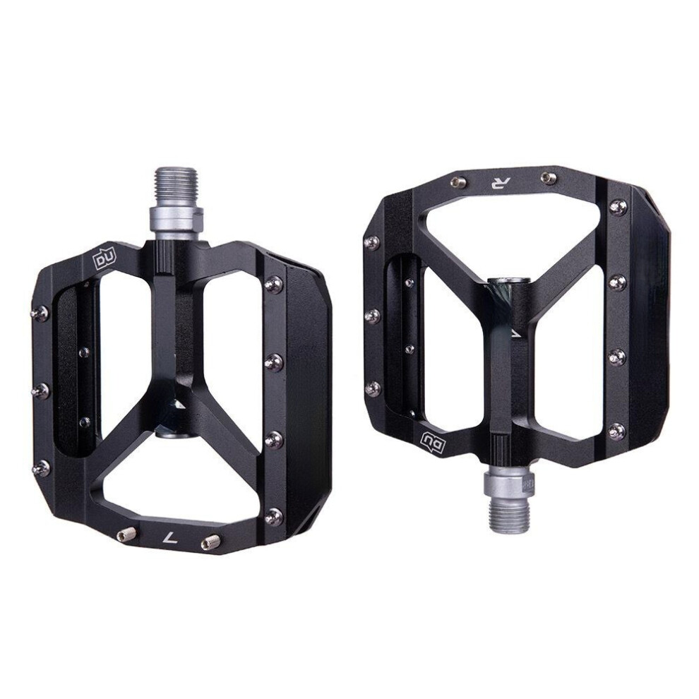 (Black) Anti-slip Durable Aluminum Alloy Perlin Bearing 1 Pair Bicycle Pedals Mountain Bike Pedals