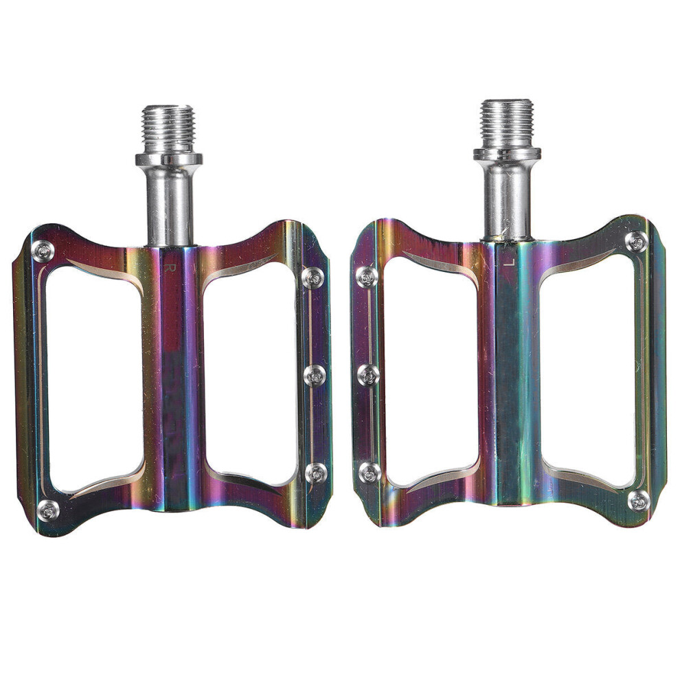 (Colorful) Bike Pedals Anti-slip Mountain Road Platform Aluminum Alloy Flat 1 Pair