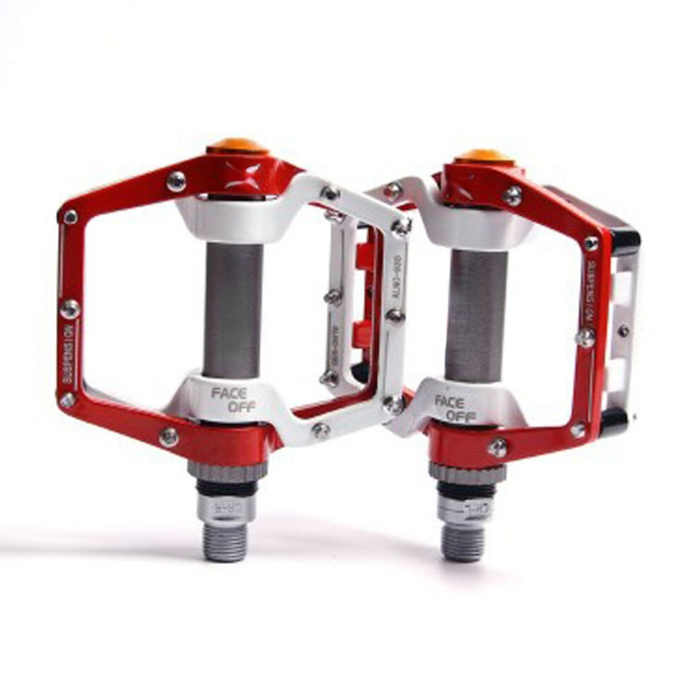 (Red) Flat Platform Aluminum Alloy Sealed Bearing 9/16" Bike Pedals For MTB Road Mountain Bike Fixed Gear Bicycle