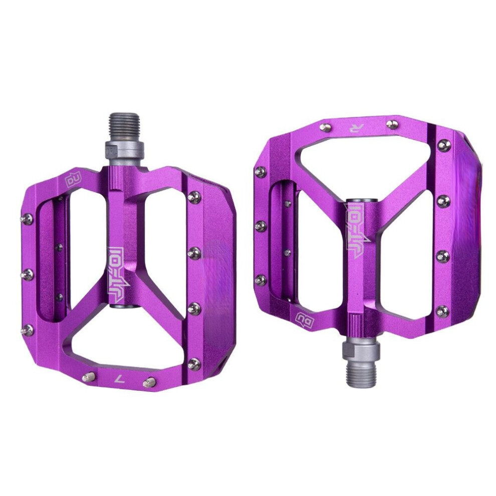 (Purple) Anti-slip Durable Aluminum Alloy Perlin Bearing 1 Pair Bicycle Pedals Mountain Bike Pedals