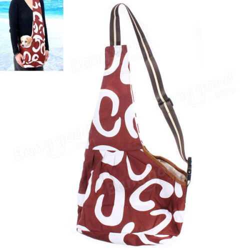 (L) Brown White Pattern Oxford Portableb Pet Single Shoulder Bag 2