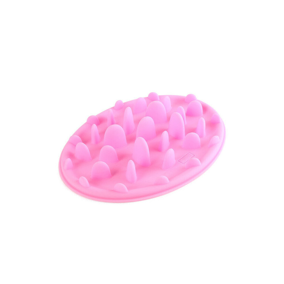 (Pink) Dog Cat Slow Eating Feeder Anti Choke Pets Bowl Feed Dish Puppy Silicone Gulp