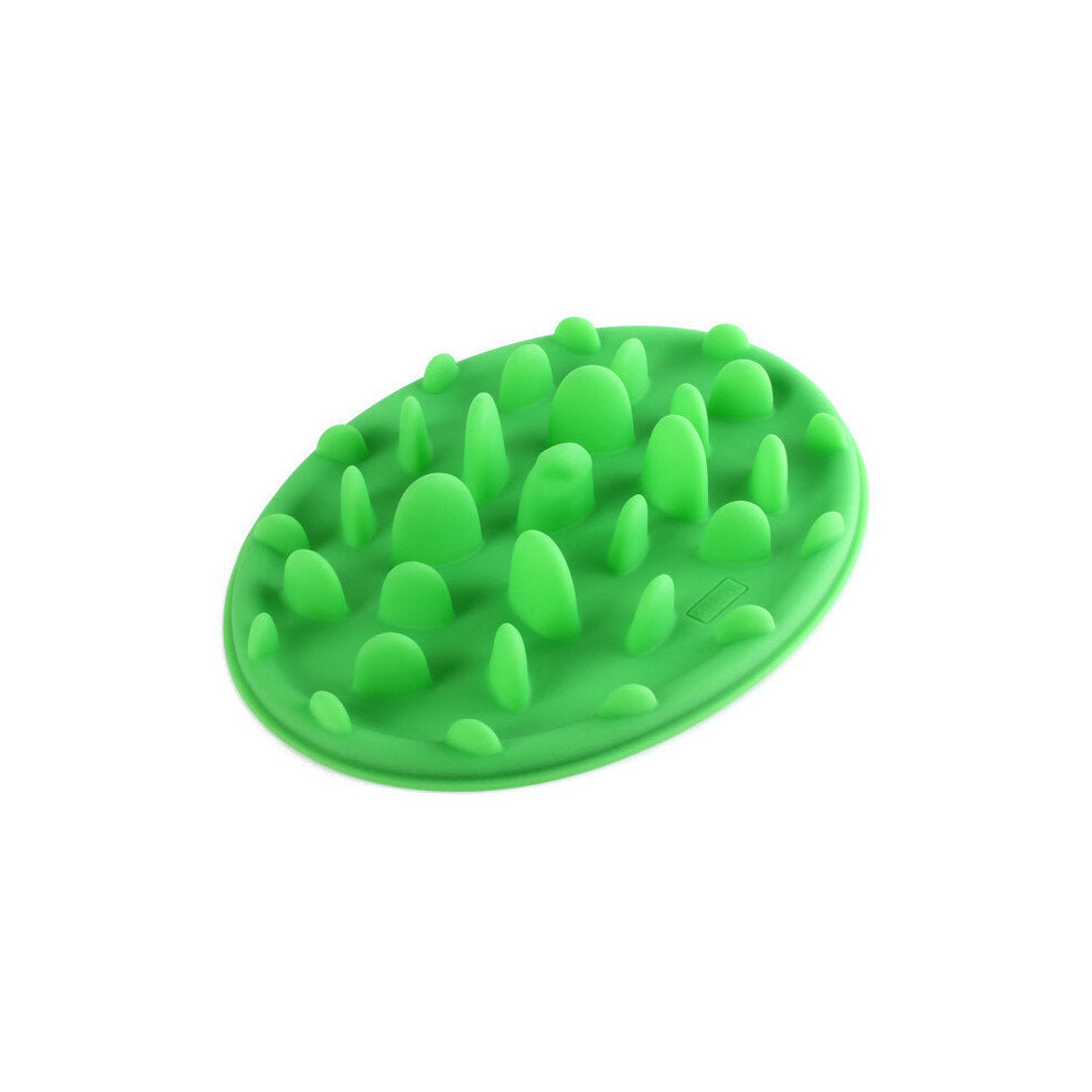 (Green) Dog Cat Slow Eating Feeder Anti Choke Pets Bowl Feed Dish Puppy Silicone Gulp