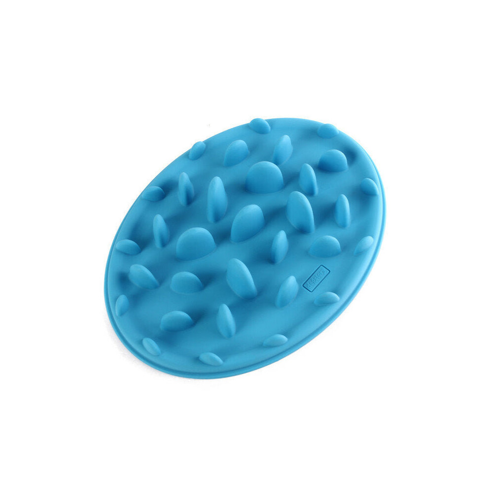 (Blue) Dog Cat Slow Eating Feeder Anti Choke Pets Bowl Feed Dish Puppy Silicone Gulp