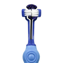 (Blue) Three Head Large Pet Toothbrush Oral Cleaning