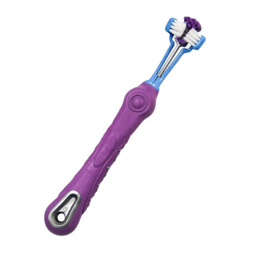 (Blue) Three Head Large Pet Toothbrush Oral Cleaning 2