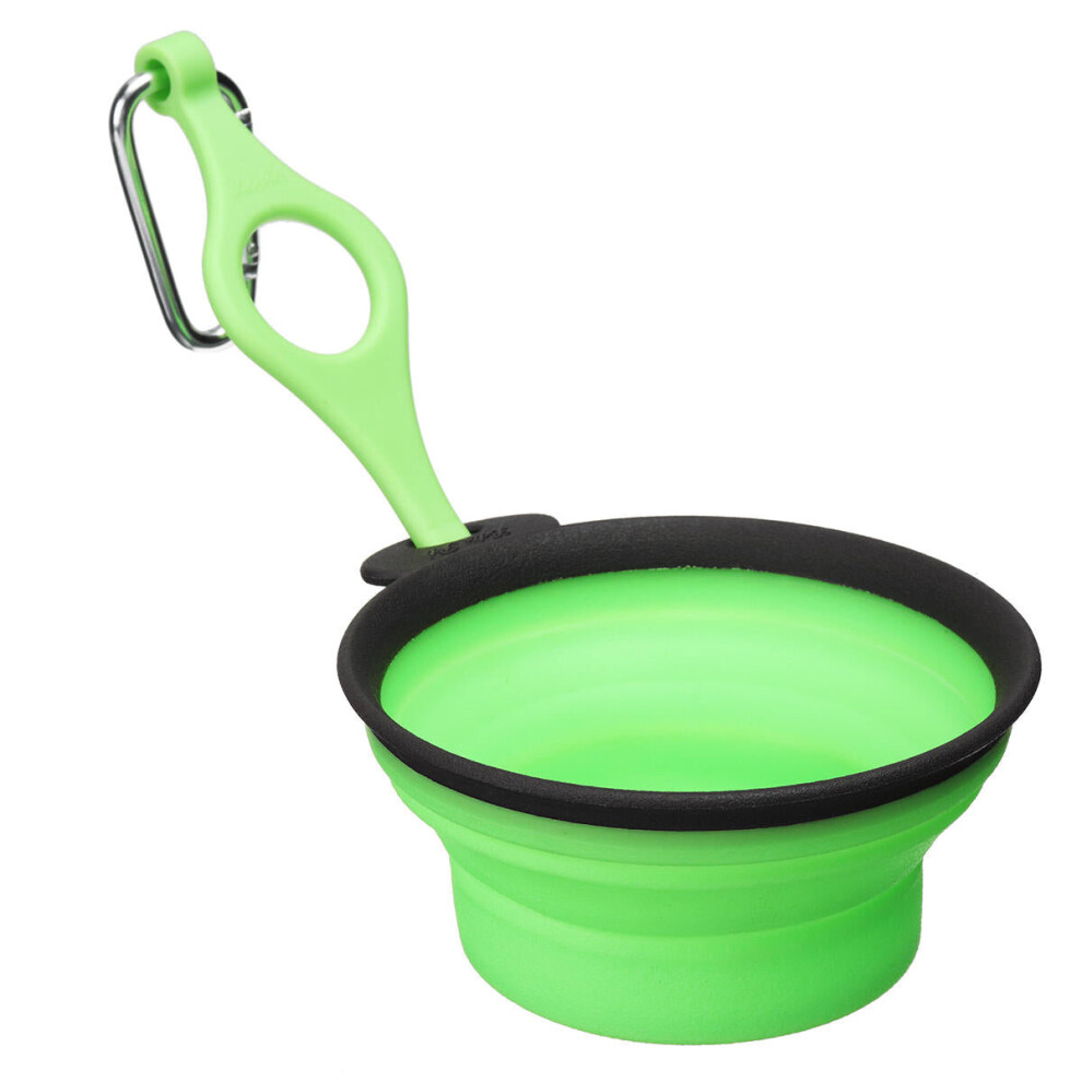 (Green dot, M) Pet Silica Gel Bowl Dog cat Collapsible Silicone Dow Bowl Candy Color Outdoor Travel Portable Puppy Food Container Feeder Dish