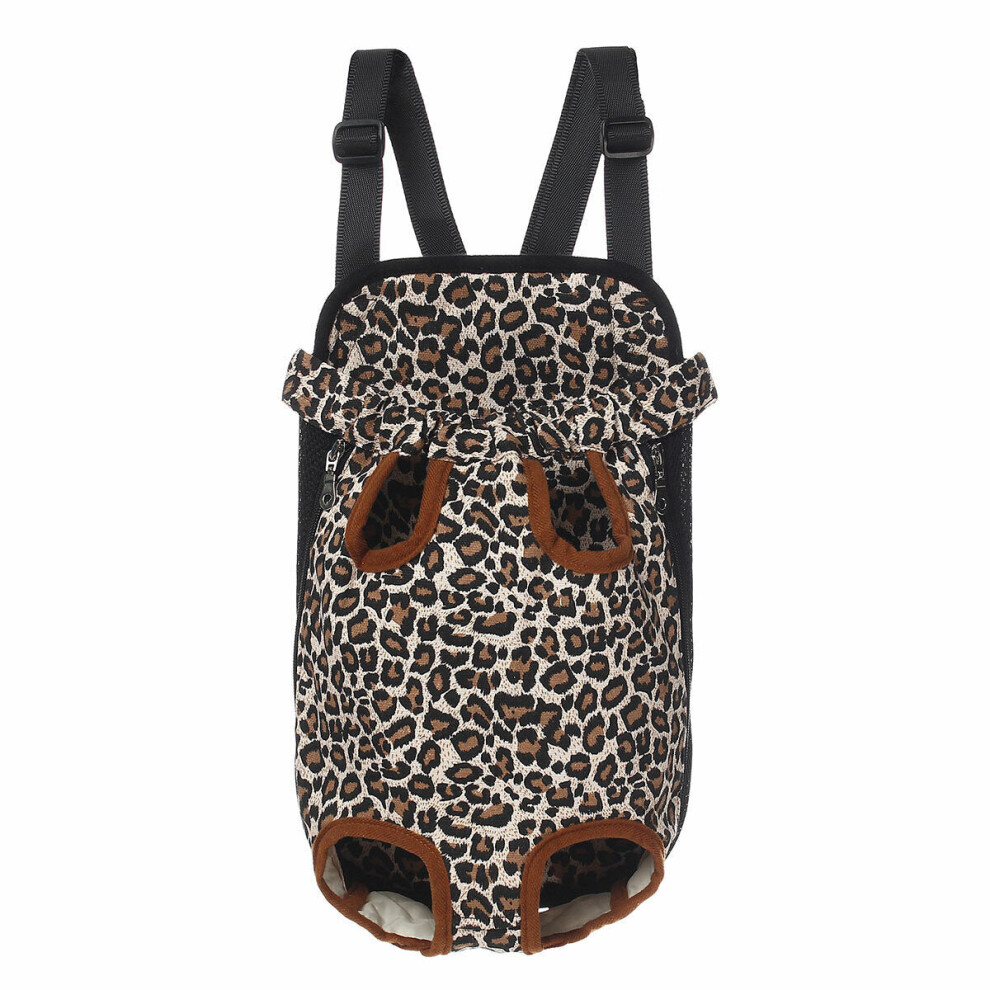 (Leopard, XL) Pet Puppy Dog Cat Net Canvas Backpack Front Tote Carrier Travel Shoulder Bag