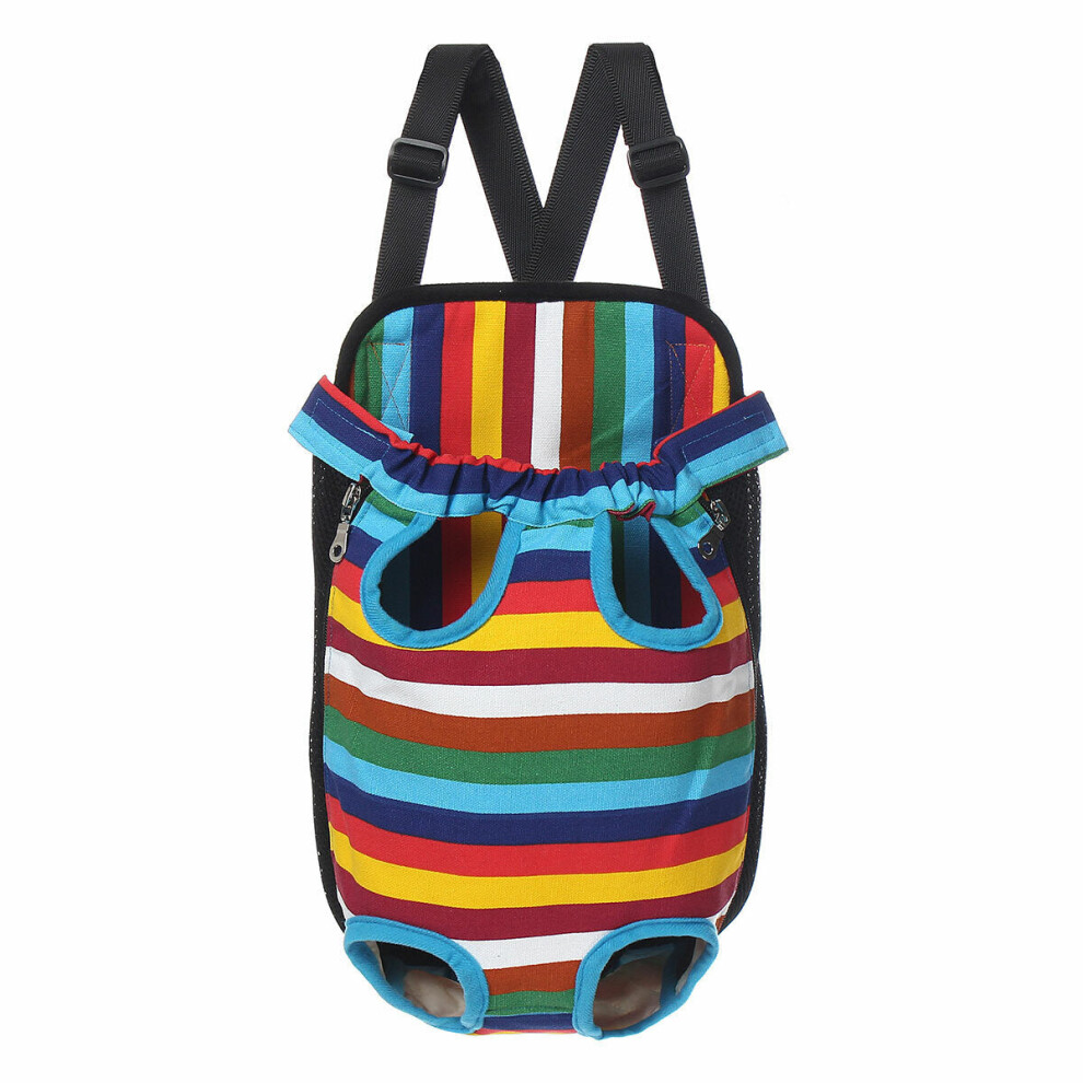 (Colorful, L) Pet Puppy Dog Cat Net Canvas Backpack Front Tote Carrier Travel Shoulder Bag