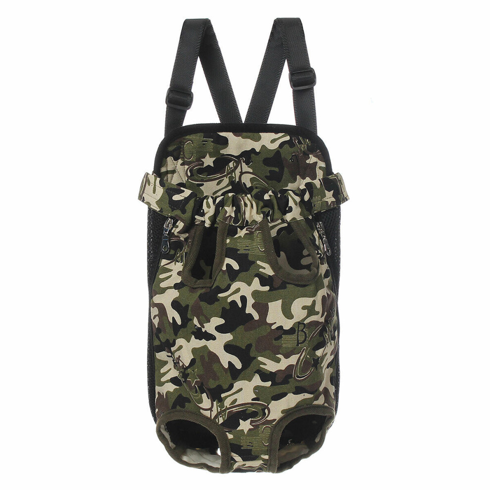 (Camouflage, L) Pet Puppy Dog Cat Net Canvas Backpack Front Tote Carrier Travel Shoulder Bag