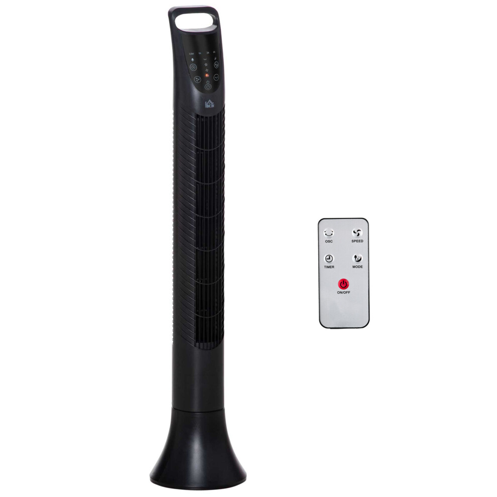 HOMCOM LED 36 Inch Tower Fan 70 Oscillation 3 Speed Remote Controller, Black