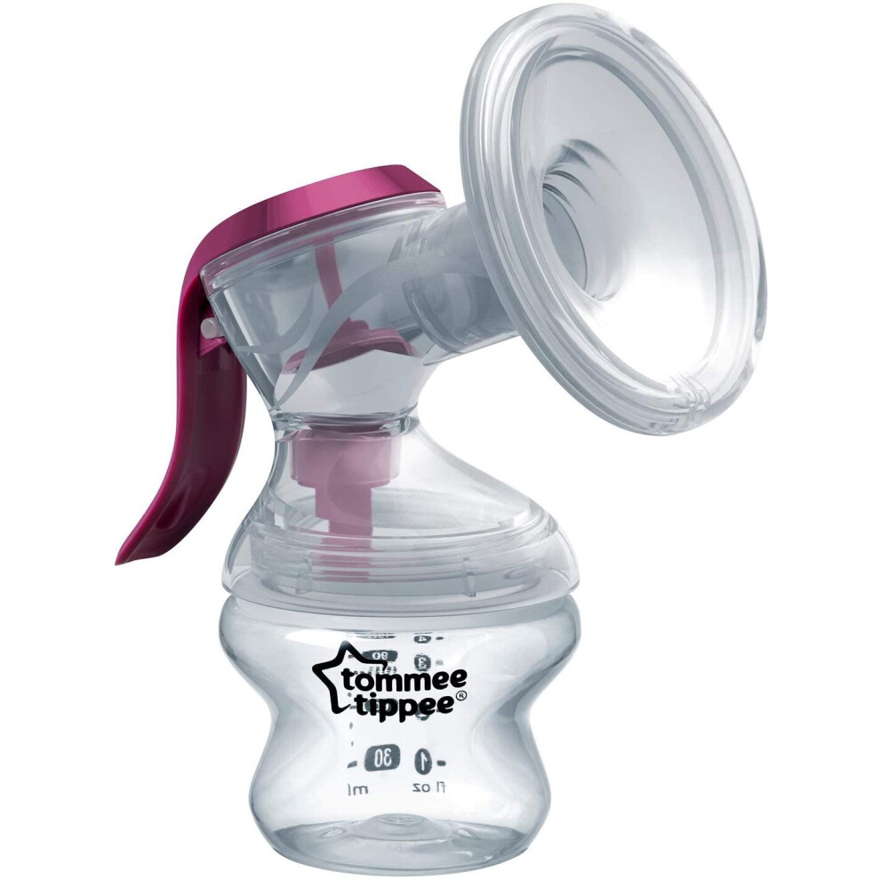 Tommee Tippee Made for Me Manual Breast Milk Pump Ergonomic Handle BPA Transparent