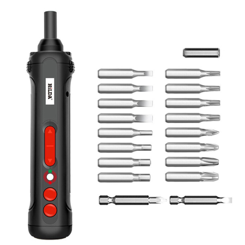 Mini USB Rechargeable Electric Screwdriver with LED Indicator Light and 19pcs Bits