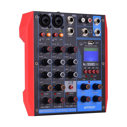 (UK Plug) Portable 4-Channel Mixing Console Digital Audio Mixer 1