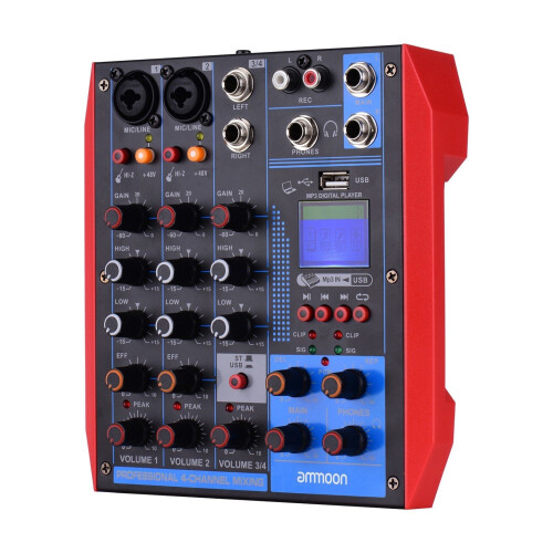 (UK Plug) Portable 4-Channel Mixing Console Digital Audio Mixer 2