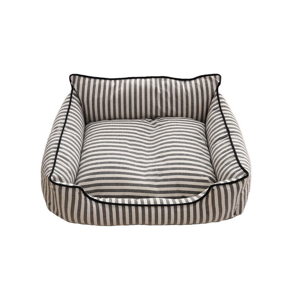 (Gray, S) Stripe Pattern Pet Sofa Bed Mat Dog Cat Sofa Kennel