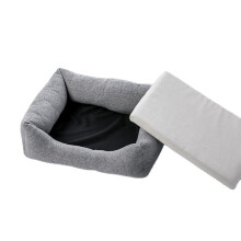 (Grey S) Dog Mat Bed Washable Cotton Linen Material for Small Medium Dogs