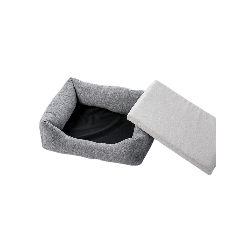 (Grey S) Dog Mat Bed Washable Cotton Linen Material for Small Medium Dogs