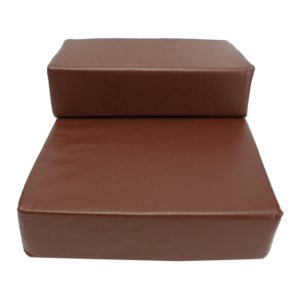 (Coffee) Pet 2 Steps Stairs Ramp Ladder Leather Cover Folding Sofa Bed