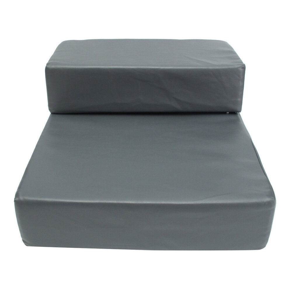(Gray) Pet 2 Steps Stairs Ramp Ladder Leather Cover Folding Sofa Bed